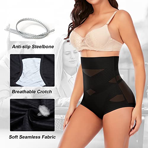 Image of Werena Women Tummy Control Shapewear Panties Shaping Underwear High Waist Body Shaper(#13 Slimming Black, Small)
