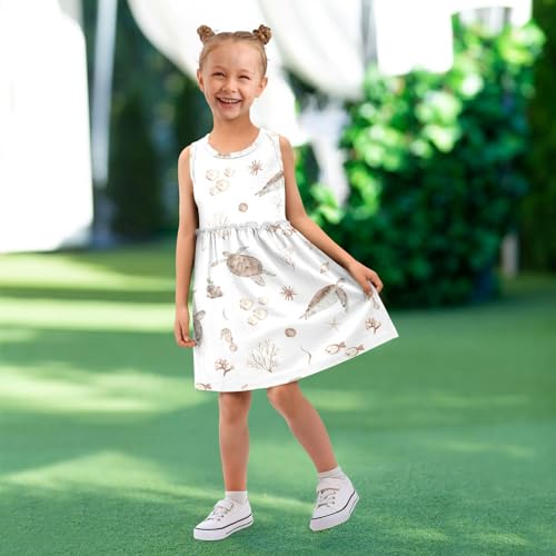 CaTaKu Girls' Sleeveless Summer Dresses Toddler Cotton Casual Dress Cute Little Girl Sundress Outfit 2-8T4