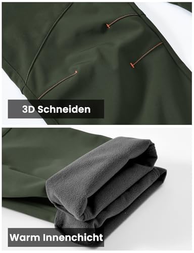 Rdruko Softshellhose Damen Winter Skihose Wasserdicht Thermohose Gefüttert Warm Winterhos Outdoorhose Wanderhose Trekkinghose mit Taschen (Rein Olivgrün, M)
