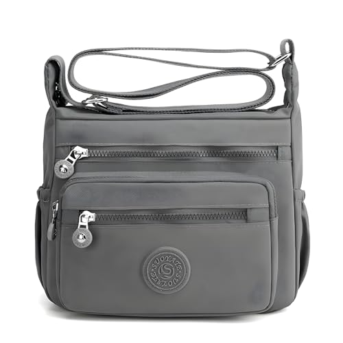 Image of TS WITH TECHSUN Women's Crossbody Sling Bag For Everyday Use, Nylon Shoulder Bag with Zipper Pockets, Adjustable Strap, Water Resistant Handbag for Travel, Shopping