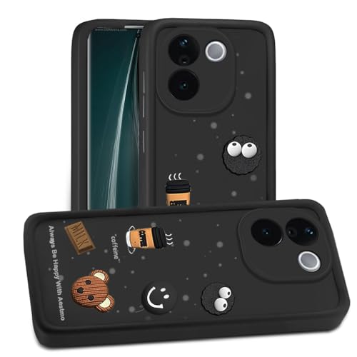 Image of AESTMO Back Case Cover for Vivo T3 Pro / Z9S Pro Cover | Cute Fun Cartoon 3D Ball | Coffee Silicone Case | Full Body Protection | Camera Protection Back Cover for Vivo T3 Pro / Z9S Pro (Black)