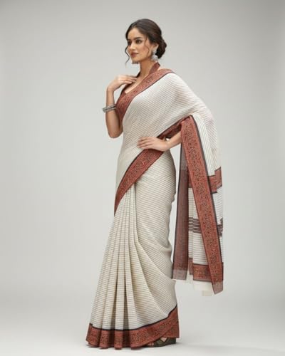 Image of Jack & Jini Women's Pure Georgette Floral Printed Saree with Unstitched Blouse Piece | Ready to Wear Casual & Daily Wear Sari for Women | Gift for Mother, Wife. Saree for women