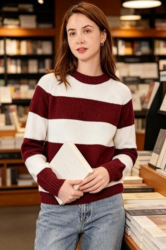 Image of Simple&Opulence Women's Chenille Sweater Crewneck Long Sleeve Pullover Ribbed Cuff Hem Round Neck Jumper Tops