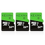 KEXIN 64GB Micro SD Card 3 Pack Microsd Memory Card UHS-1, Class 10 MicroSDXC TF Card 64 GB SD Card with SD Adapter for Phones, Monitor, Drone, Dash cam, Fire Table, Switch (C10, U1, Black Green)