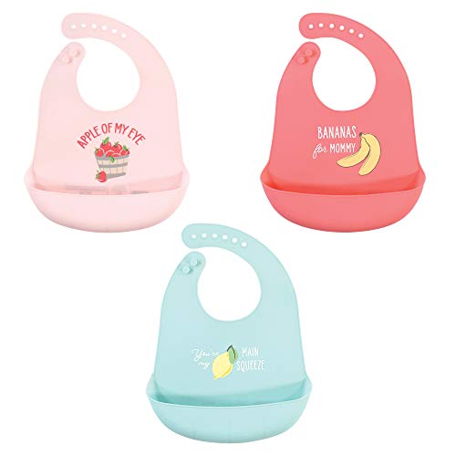 Image of Hudson Baby Unisex Baby Silicone Bibs, Apple Of My Eye, One Size