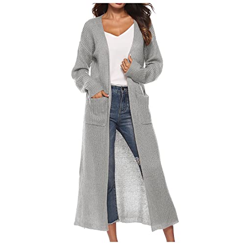 Bomber Jacket Women,Fall Outfits For Women Packable Rain Jacket Women Denim Jackets For Women's Fashion Casual Long Buttonless Solid Color Sweater Cardigan Jacket Girls Zip Up Jacket(Gray,Medium) #TOP15