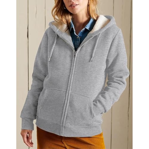 Zip Up Hoodie Women Fleece Sherpa Lined Jacket Fall Winter Coat Casual Trendy Clothing2