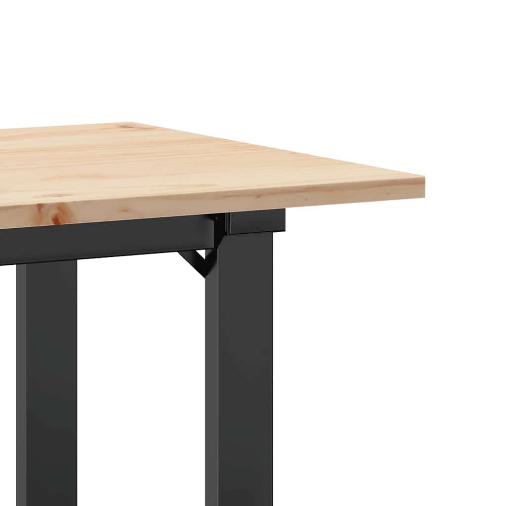 Tavolo da Pranzo in Legno Massello Pino e Acciaio 100x50 cm | Tavolo industrial per cucina e soggiorno con piano in legno naturale rustico e stabile struttura in acciaio a O.