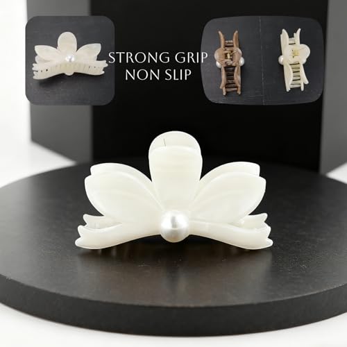 2 piezas pinzas para el cabello con flores y perlas miniatura 6