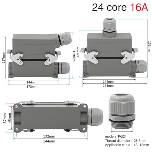 Conector HDC-HE-024 rectangular para evitar fallos de conexión en sistemas de 24 pines 3