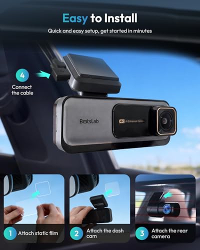 BOTSLAB G980H 4K STARVIS Dash Cam Front and Rear, 64GB Card[2026 Upgraded] - image 9