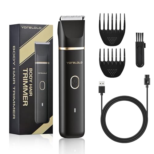 Yorelolo Manscape Body Hair Trimmer for Men, Waterproof Pubic Hair Trimmer with Ceramic Blade, Ball Razors with USB Fast Charging, 90 Minutes Shaving, Ideal Valentine or Birthday Gift