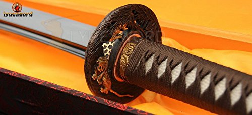 Lyuesword Japanese Handmade Black Folded Steel Full Tang Katana Sword Real Steel Battle Ready #TOP5