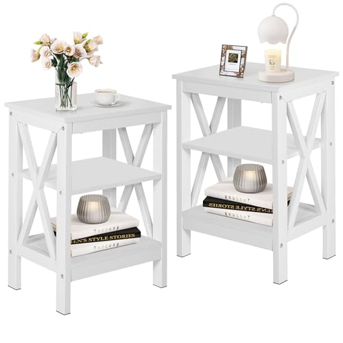 VECELO Modern Nightstands X-Design Side End Table Night Stand with Storage Shelf for Bedroom,Living Room, by VECELO - Used condition - US$51.52