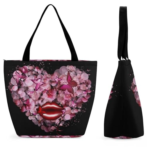Sac à main pour femme Papillon D'amour grand cabas de shopping et voyage noir