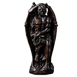 Le Génie du Mal - Majestic Lucifer Statue,Fallen Angel Demon Wood Carving,Handcrafted Woodcarved Satanic Artifact for Home Altar Decor (Black)