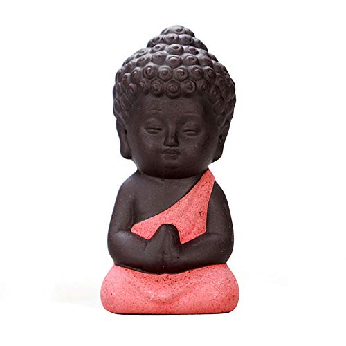 QWERWEFR 8 * 4 cm Buddhismus Litlle Meditation Mönch Kleine Statuen Miniatur Handwerk Buddha Statuen Ton Mini Chinesischen Buddhismus Zen Mönche,E Cover