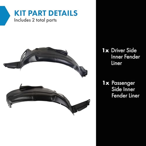 Image of TRQ Inner Fender Liner Set Compatible with 2006-2010 Kia Rio KI1248104 KI1249104