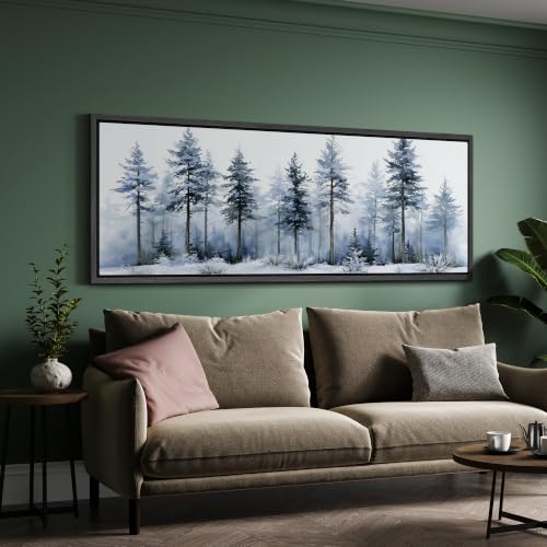 Image of MUDECOR Large Framed Canvas Print Wall Art Blue Pine Art for Living Room
