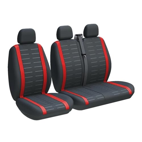 Housses de siège auto universelles pour Opel Movano et Vivaro 2+1 places couleur rouge