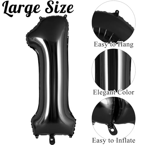 Image of 20 Pcs 16 Inch Black Number 0-9 balloons, Number Foil Balloons, Small Mylar Numbers Balloon Custom Digital Balloons for Birthday Aniversary Baby Shower Party Decorations Supplies (Black 2 Set)