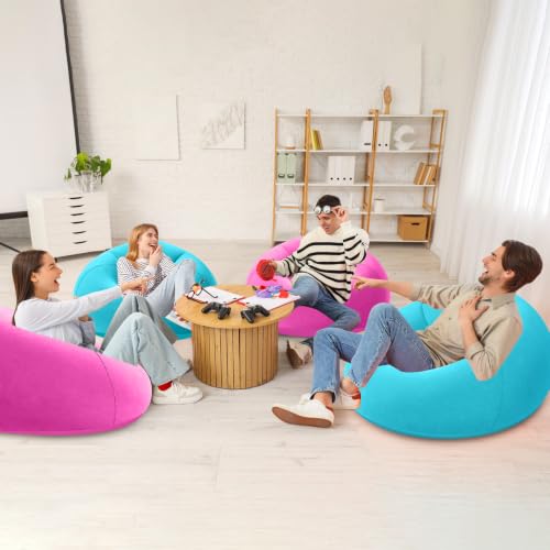 Image of Realspring Inflatable Bean Bag Chairs Outdoor Blow up Camping Chairs Inflatable Lazy Sofa Folding Portable Bean Bag Loungers Couch for Movie Night(Pink,Lake Blue,12 Pcs)