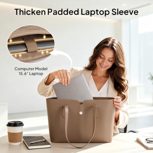 TOPEAST Tote Bag for Women 15.6" Work Bag with Removable Laptop Sleeve - 2