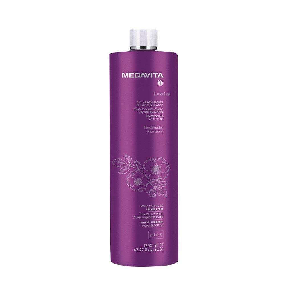 Medavita, Luxviva Color Care Champú Anti-Amarillo, pH 5.5, 1250 ml