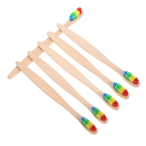 Beaupretty 6 Stück Bamboo Zahnbürsten Tragbare Weiche Borsten für Außenbereich Ergonomisches Design für Reisen und Täglichen Gebrauch