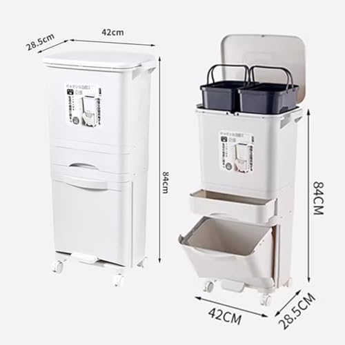Caneca de basura doble 42L con ruedas miniatura 2