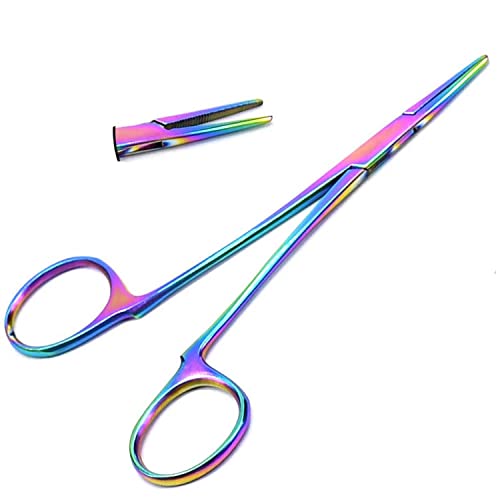 LAJA Imports Non-Locking Hemostat Straight 5'' for Ear Care Rainbow Multi Color