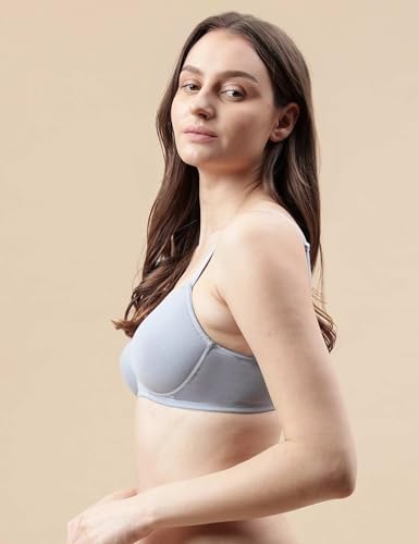 Image of Marks and Spencer Womens Cotton Mix Plain Sweetheart Neck Bra T33 3208K 34 DD Powder Blue
