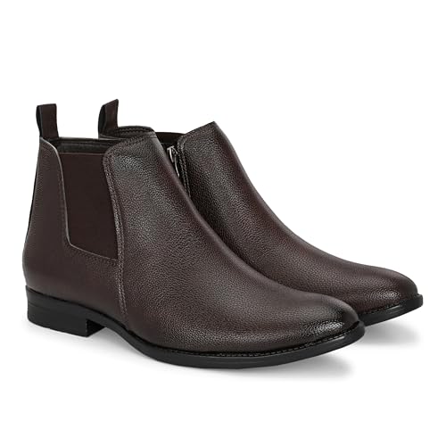 Image of layasa Men Chelsea Comfortable Zip Leather Mid-Top Boots For Men