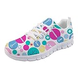 POLERO Nurse Shoes Damen Sneaker Krankenschwester Schuhe leichte Schnürer Schuhe Mesh Sportschuhe Bunt Punkt Weiß 41 EU