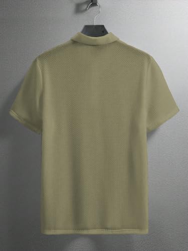 Image of TAGDO Men's Cotton Rich Polo Tshirt | Textured Fabric Casual Collar T Shirt for Men | Half Sleeve Regular Fit Trendy Polo Tee Shirts for Everyday Wear (2029)