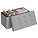 Produktbild WOLTU Sitzhocker mit Stauraum Sitzbank faltbar Truhen Aufbewahrungsbox, Deckel abnehmbar, Gepolsterte Sitzfläche aus Leinen, 76x37,5x38 cm, Hellgrau