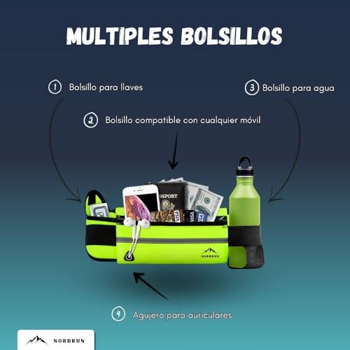 Miniatura 4 de Nordrun Riñonera Running Ajustable E Impermeable Apta Par Todos Los Moviles Riñonera Running Mujer Y Hombre Cinturon Running Porta Movil Running Riñonera Deportiva Running Belt