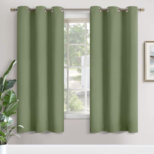 Image of YoungsTex Olive Green Room Darkening Curtains for Living Room 72 Inches Length - Thermal Insulated with Grommet Blackout Window Drapes for Bedroom, 2 Panels, 42 x 72 Inch