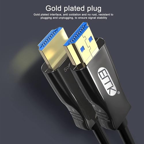 Image of EMK 8K HDMI 2.1 Fiber Optical Cable,10K Ultra High Speed HDMI Gen2 50m 48Gbps 4K,120Hz 8K,120Hz 10K,120Hz,eARC Dolby Vision Atmos HDR10 RTX 3080 /3090 PS5 Xbox Sony LG C9 /B9,Black