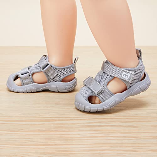 Bmcitybm Baby Boy Girl Closed Toe Summer Sandals Lightweight Shoes Infant Non-Slip First Walking Sneakers 6 9 12 18 24 Months Grey Size 6-12 Months Infant #TOP1
