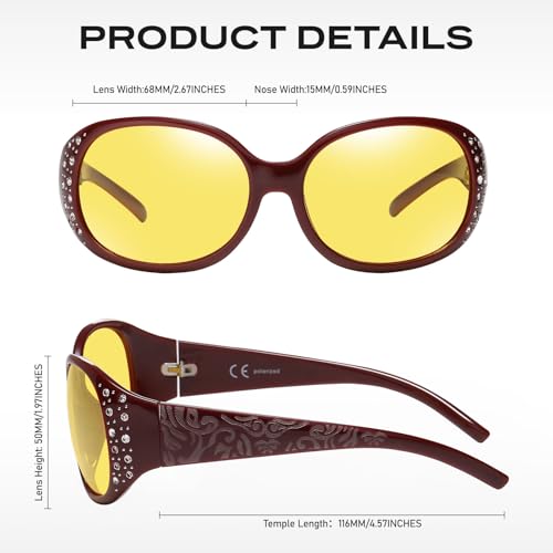 Image of HAOLOTA Night Vision Glasses for Driving Anti Glare, Polarized Nighttime Safety Glasses for Women Men UV400 Protection