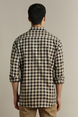 Image of Peter England Men's Checkered Cotton Shirt | Smart Casual | Full Sleeves