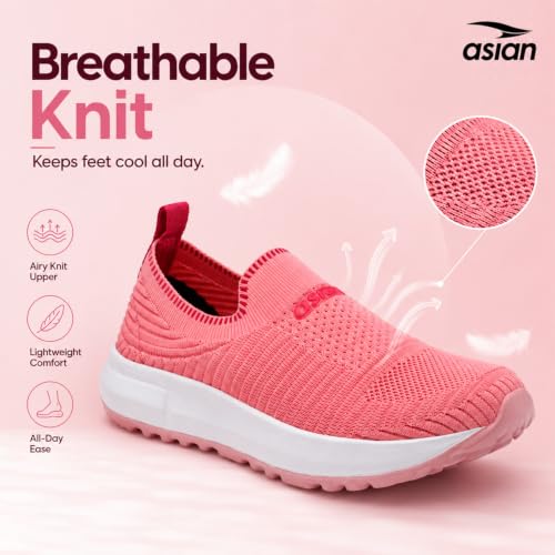 Image of ASIAN Breeze-04 Women's Slip-On Walking Shoes | Lightweight Knit Sneakers with Memory Foam Comfort | Casual, Travel