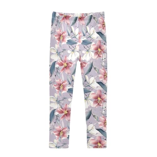 Girls' Athletic Leggings Ankle Length Yoga Dance Pants Kids Teen 4T Beautiful Flower