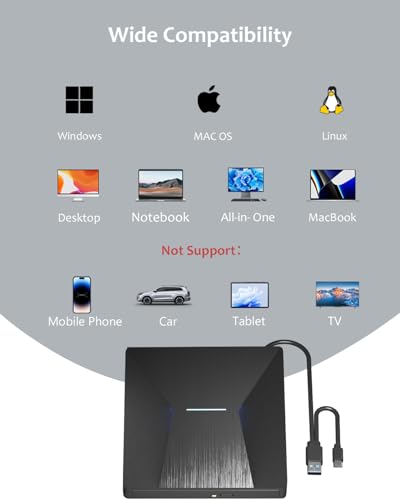 image for MthsTec USB 3.0 and Type-C External Bluray Drive, External Bluray CD D