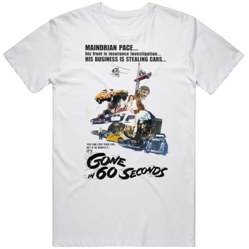 DHXKLCF Gone in 60 Seconds Retro Movie 70s Car Fan T ShirtWhiteXXL