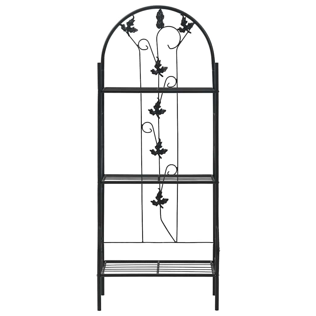 Stojak na rośliny 3 półki żelazne czarne 52x28x128 cm