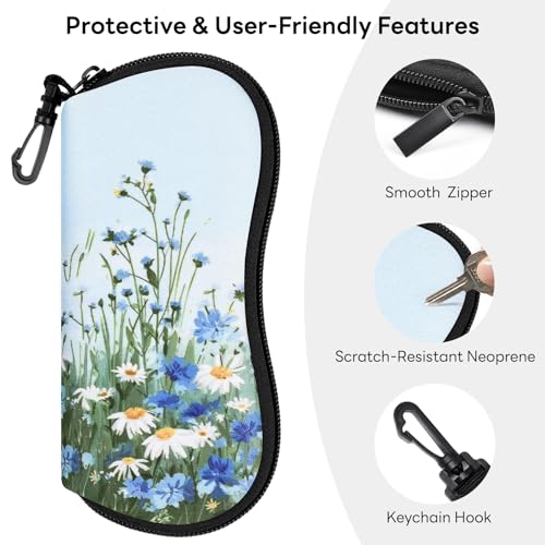 Image of Sunglasses Case with Belt Clip, Ultra Light Neoprene Zipper Soft Padded Glasses Case for Women Men