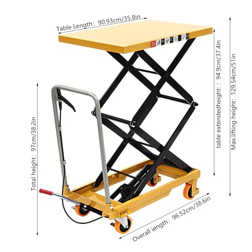Loyalheartdy 770Lbs Double Scissor Hydraulic Lift Table Cart With 4 Wheels For Material Handling And Transportation thumb #1