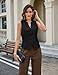 Genhoo Vest Top for Women Sleeveless Button Down Fashion Trendy Waistcoat Fully Lined Casual Blazer Vests Black M